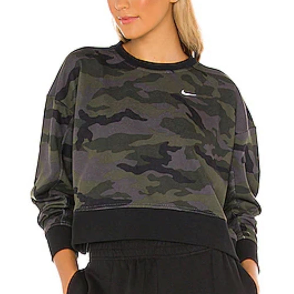 Nike Dri-FIT Get Fit Cropped Camo Sweatshirt Sz XS